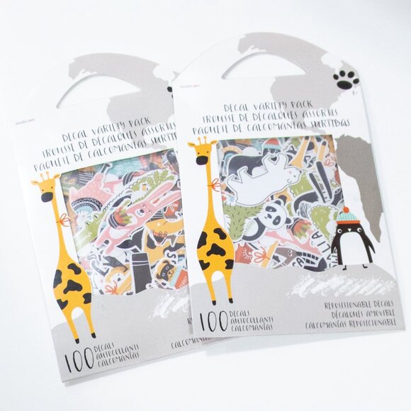 SANDYLION 2 pcs 100 Decal Variety Pack / Repositionable / Cute Animal Stickers - Picture 1 of 6